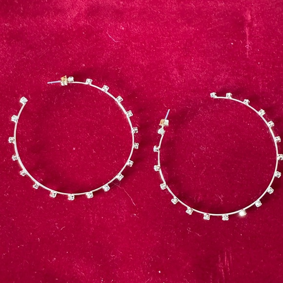 Rhinestone Hoop Earrings in Gold - Picture 2 of 3